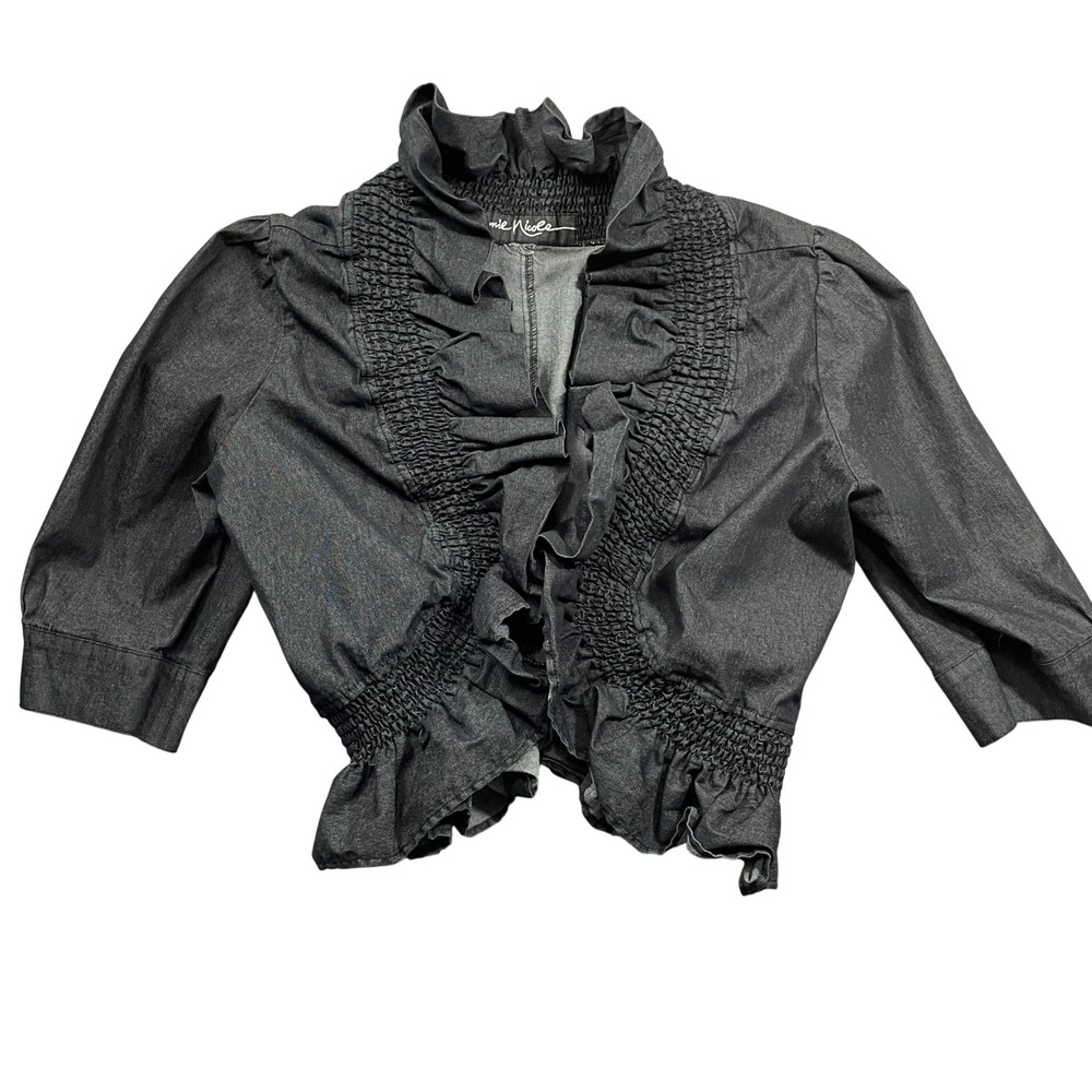 Jamie Nicole Black Ruffle‎ Shrug Bolero Cropped Jacket  (tags missing) M/L